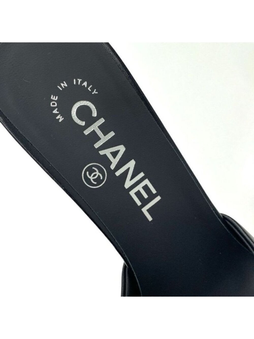 Chanel Sandals Shoes Leather Black Silver Coco Mark - Picture 8 of 10